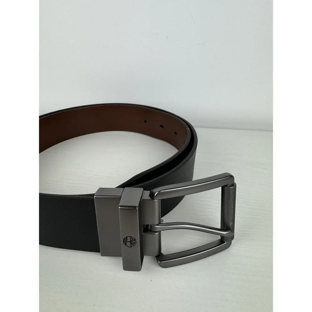 Men's Reversible Black Brown Belt Gunmetal Buckle XL 46